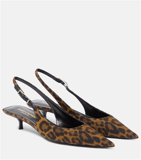 ysl leopard print shoes|Saint Laurent Cherish Leopard Slingback Pumps .